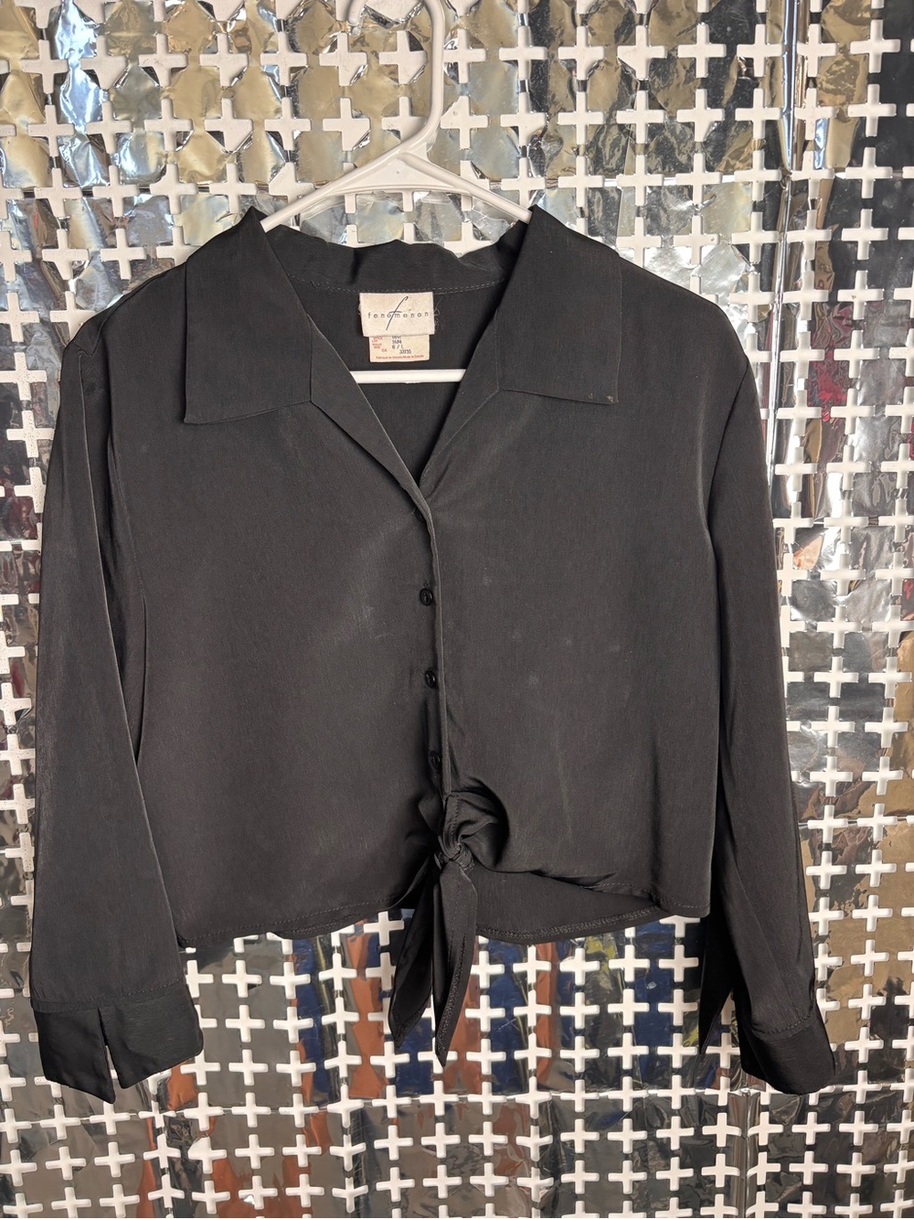 Everlane Black Tie-Front Button Down Shirt